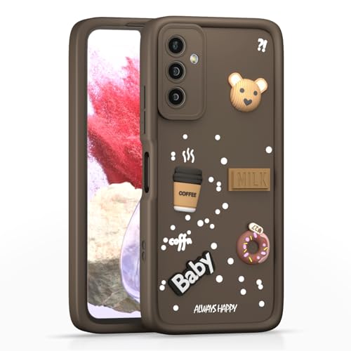 Image of Outlouders Back Cover for Samsung Galaxy F23 5G | 3D Cartoon Cute Fun Bear | Silicone Full Body Protection Bumper Case (Brown)