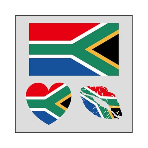 South Africa Flag Temporary Tattoos for Face –Country National Flag Stickers, Waterproof Patriotic Face Paint Tattoos