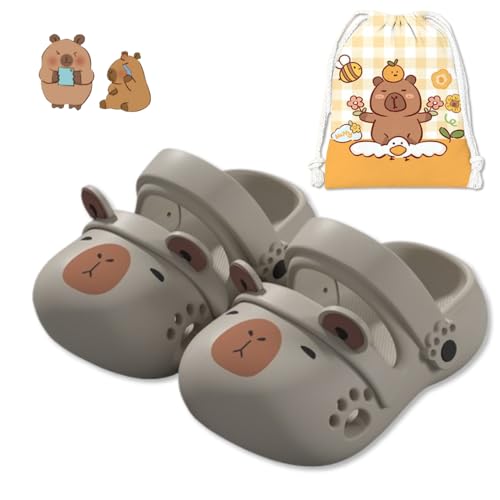 Cute Capybara Slippers for Women Girls - Non Slip Platform Beach Clog Sandals, Lightweight Breathable Comfort Wear Cloud Slides, Kawaii Cartoon Animals Christmas Gifts Set with Portable Lined Shoe Bag