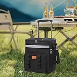 Cooler with Wheels, Cooler Bag, Telescopic Handle Ice Bag, Large Capacity, Rolling Design, Ice Retention, 3 Layer Heat Insulation, Portable Insulated Box for Car, Outdoor Picnic
