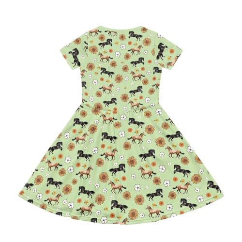 Image of Short Sleeve Dress for Girls with Pockets Cute Toddler Girl Clothes Summer 2-12