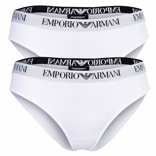 Emporio Armani 2er-Pack Damen Slip Brief, Farbe:Weiß, Artikel:-M0069 White, Größe:M – Ansicht 1