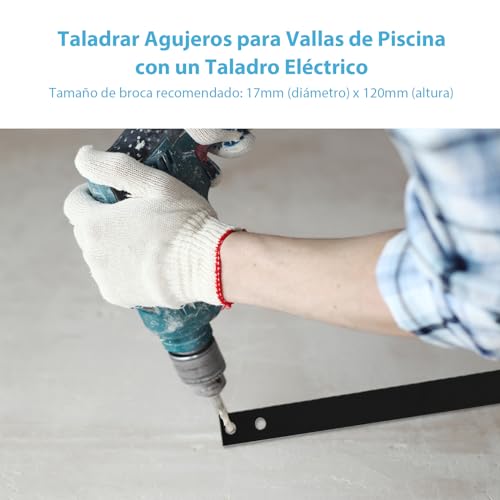 Miniatura 9 de Relax4life Valla Para Piscina 360x125cm Con 4 Piezas Y Cerradura, Valla De Seguridad Para Piscina Con Marco De Aluminio Y Tubos De Pie, Valla De Protección Para Piscina Y Estanque Negro