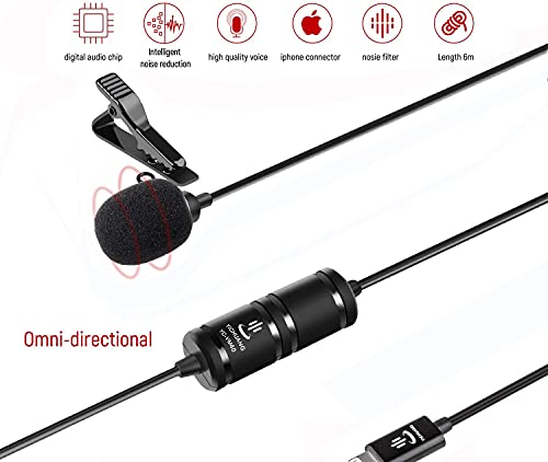 Lavalier Mikrofon für iPhone 6/7/7 plus/8/8 plus/11/11 Pro/12/13/13 Pro, iPhone X/XS/XR, 6 Meter Omnidirectional… – Bild 3