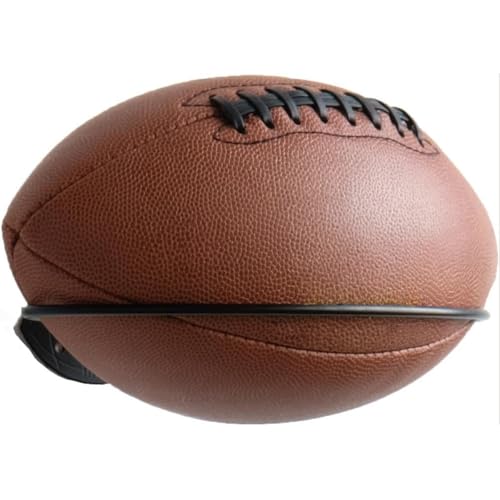Wallniture Sporta Wall Mount Football Rack Ball Holder Organization and Storage Rack Sports Room Decor Steel Black