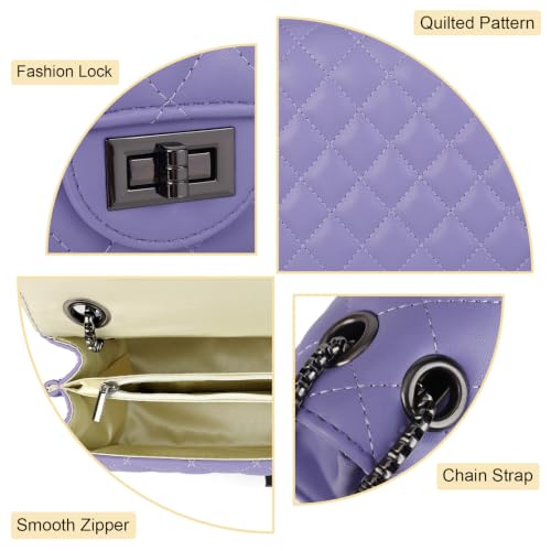 Image of Gladdon Quilted Crossbody Purse for Women Trendy Shoulder Bags | Stylish Shoulder Purse,Quilted Pattern,Structured bag,Chain Strap,Spacious Enough,Casual and Dressy Outfits,Any Occasion