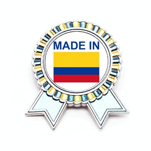 Broche Colombie Country Love en métal durable avec inscription gravée M