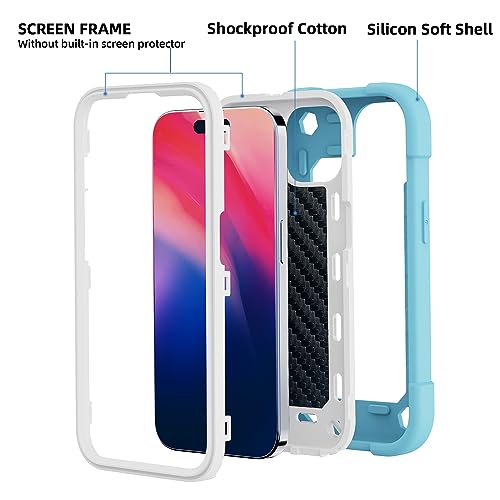 Image of MARKILL Compatible with iPhone Case with Ring Stand, Military Grade Drop Protection Full Body Rugged Heavy Duty Protective Durable Cover iPhone. (Ice Blue, iPhone 15 6.1 inch)