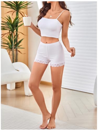 Image of MakeMeChic Women's Summer Lace Trim Shorts Biker Under Dresses