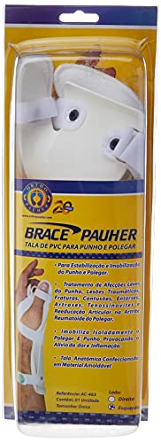 Tala de PVC para Punho e Polegar Brace, Ortho Pauher, Branco, Único, Esquerdo