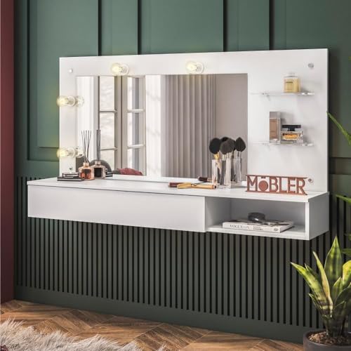 Penteadeira Camarim Suspenso Kerecz com Espelho Branco