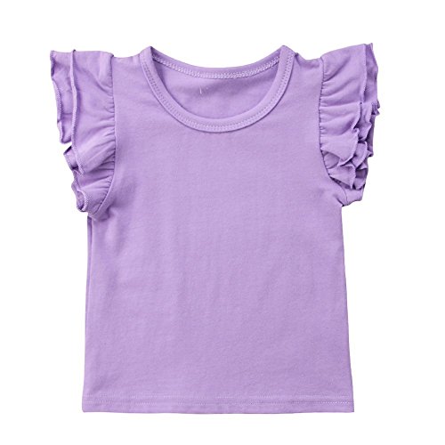 Image of Infant Toddler Baby Girl Top Basic Plain Ruffle T-Shirt Blouse Casual Clothes