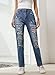 EVALESS American Flag Ripped Jeans for Women Boyfriend Distressed Patchwork Print Mom Mid Rise Jeans 2025 Fashion Embroidered Wide Leg Losse Baggy Denim Skinny Pants with Hole Blue Small