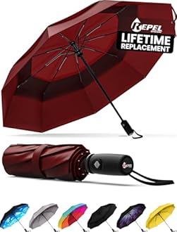 Repel Umbrella Windproof Travel Umbrellas for Rain - Easy Auto Open Close, Durable & Compact Umbrella, Strong Fiberglass Frame, Waterproof Canopy - Backpack, Purse, Portable Umbrella for Travel