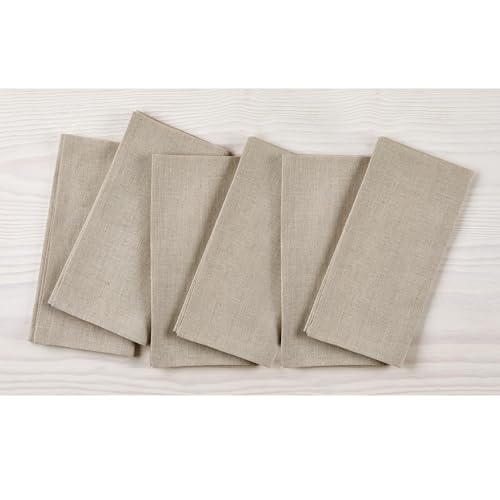 Solino Home Natural Linen Napkins Set of 6-100% Pure Linen Cloth ...