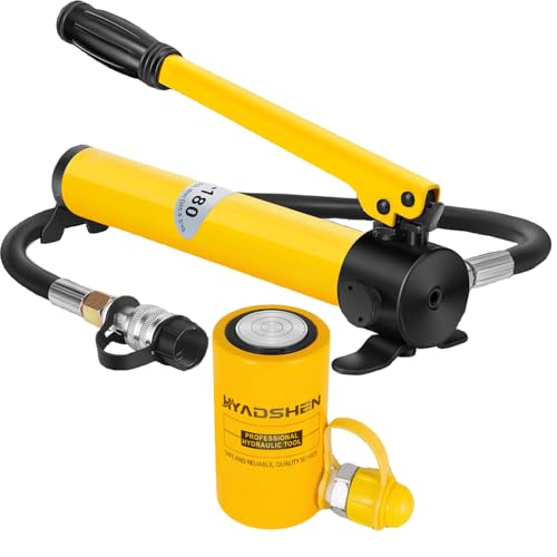 HYADSHEN 10 ton Hydraulic Cylinder Jack Sets Porta Power Ram Jack Kit with CP-180 Hydraulic Hand Pump, 2” Stroke Hydraulic Cylinder Jack Single Acting Lifting Cylinder Retract Automatically