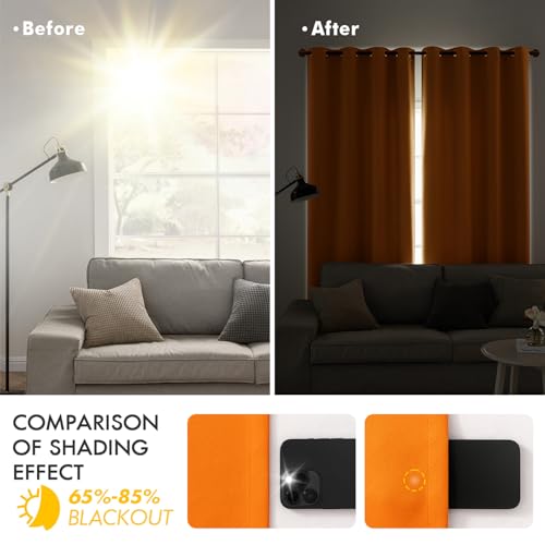 MIULEE Orange Blackout Curtains for Living Room 2 Panel Set, Premium Eyelet Curtains for Bedroom, Thermal Insulated Window Curtain Drapes, Black Out Curtain 88 Drop, Each Panel 55 x 88 Inches - Cosy Home Interiors MIULEE Orange Blackout Curtains for Living Room 2 Panel Set, Premium Eyelet Curtains for Bedroom, Thermal Insulated Window Curtain Drapes, Black Out Curtain 88 Drop, Each Panel 55 x 88 Inches - Image 3