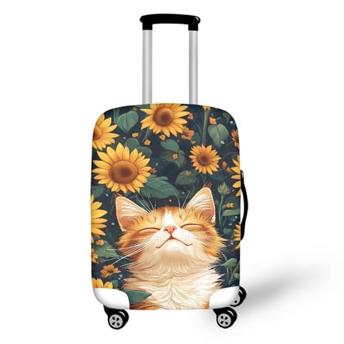 Image of Mumeson Sunflower Cat Luggage Cover for Suicase Washable Luggage Protector with Zip Closure Baggage Dust Covers Anti Scratch