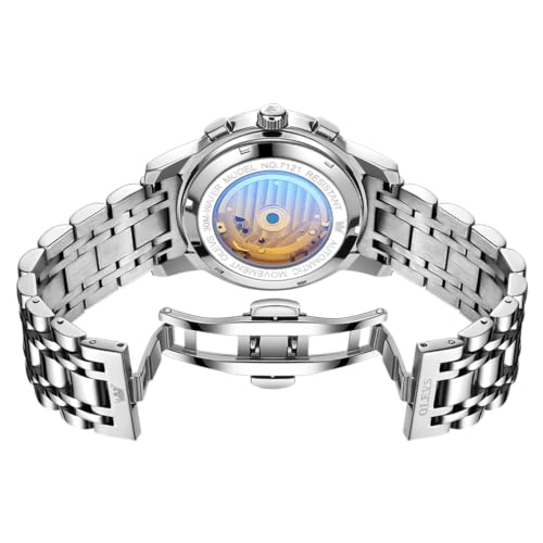Image of OLEVS Men's Automatic Watch Batteryless Waterproof Mechanical Self Winding Stainless Steel Dress Luxuxry Wrist Watch with Tourbillon, Day-Day-Year & Chronograph Gift for Him Relojes de Hombres