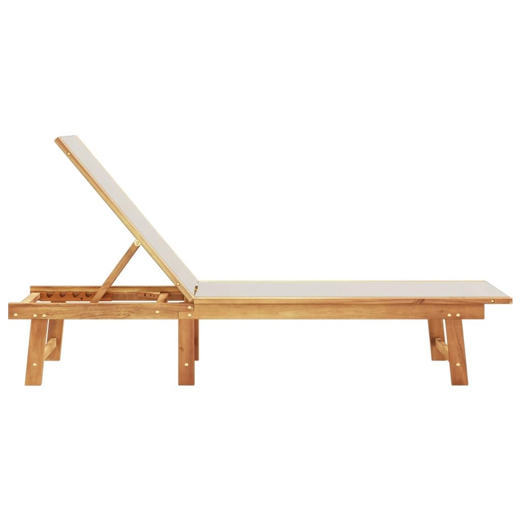 ZEYUAN Lettino Prendisole Grigio Legno Massello di Acacia e Textilene,Lettino Prendisole,Sdraio da Spiaggia,Lettino da Sole,Lettino da Giardino-4008413