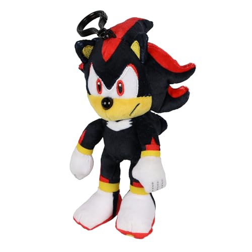 JUST FUNKY Sonic the Hedgehog Plush Keychain 4-Inch Shadow Stuffed Animal Key Ring Clip