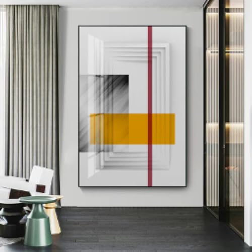 Peinture abstraite orange rouge pour salon moderne | Toile géométrique KEBIA minimaliste 50x70cm