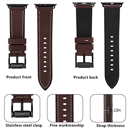 Image of HUAFIY Compatible for Apple Watch Bands 42mm 44mm45mm46mm 49mm 38mm 40mm41mm, Genuine Leather Band Strap for iWatch Series 11 /10 /9 /8,7,6,5,4,3,2,1, Ultra3 2 1