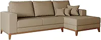 Sofá 3 Lugares Belgrado com Chaise Direito Linho Bege 230 cm