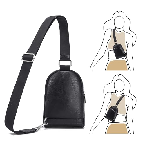 Image of INICAT RFID Blocking Sling Bag, Anti Theft Crossbody Bag for Women, Travel Fanny Pack Style Purse, Vegan Leather(Black)