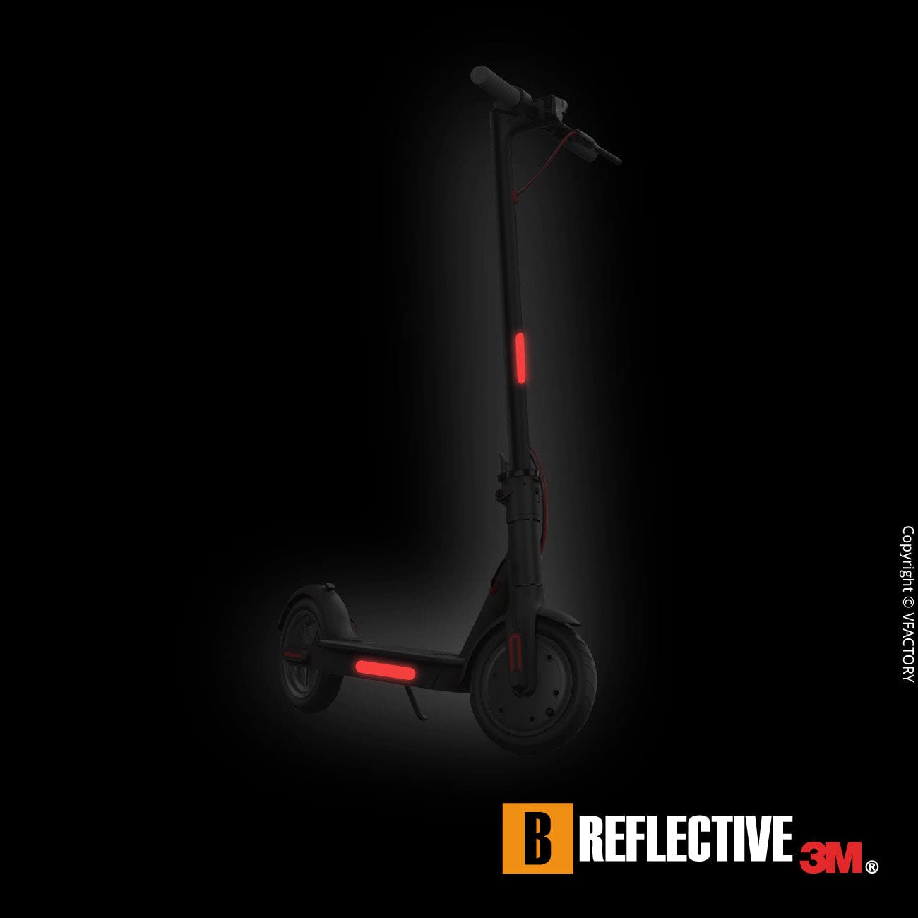 3M® E-RIDE STANDARD™, Kit di adesivi riflettenti approvati per 2 Scooter, Giroruote e altri dispositivi personali per la mobilità motorizzata, 3M Technology™; Rosso rubino