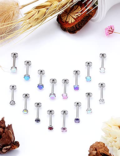 Jenxnjsjo Lip Rings Cartilage Earring 16g 6/8/10mm Medusa Monroe Ashley Labret Surgical Steel Flat Back Tragus Helix Conch Piercing Jewelry Earrings for Women Men4