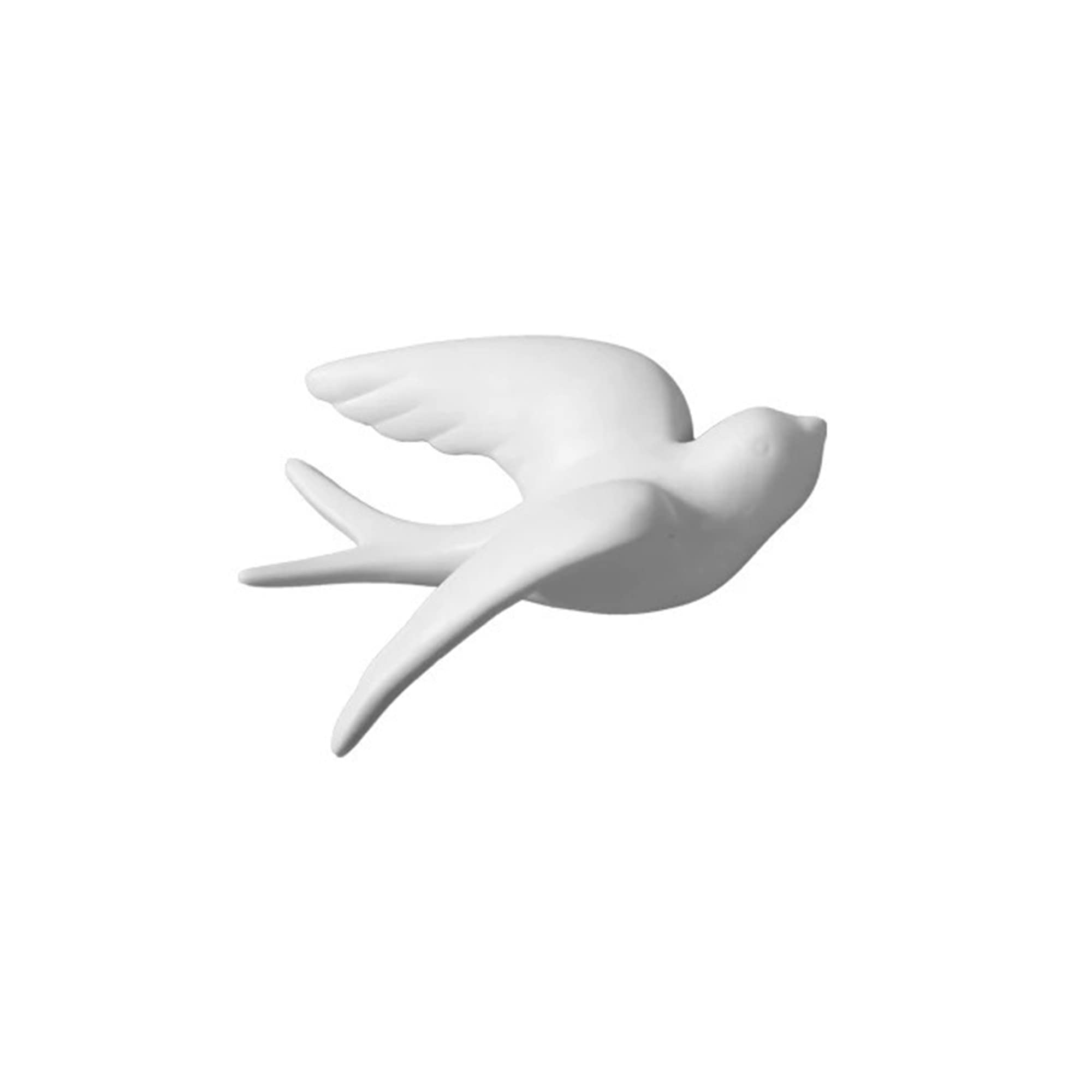 dekoracja ścienna, Biała ceramiczna rzeźba ptaka 3D, dekoracja ścienna, wisząca(Left,Large)