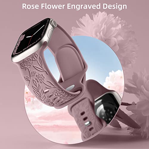 Mastten Floral Engraved Strap Compatible with Apple Watch Straps 44mm 45mm 46mm 49mm - Image 4