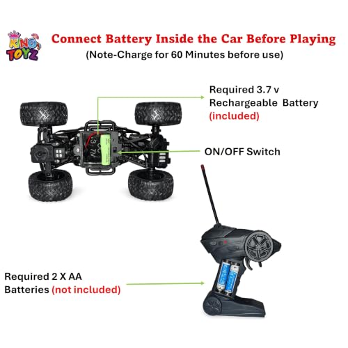 Image of Rock Crawler RC Car, 4 Functions, Rechargeable Remote Control Climbing Car with Fog Effect for Kids-Blue