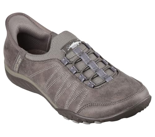Skechers Modern Comfort Women's Women's Flat Sneaker, Dark Taupe, 8 Wide