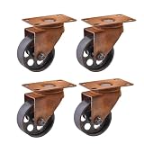 SOTECH 4er Set Stahl Möbelrollen ROSTOCK Ø 70 mm Antik Rostoptik (Höhe 97 mm, Breite 58 mm, ohne Bremse, 360 Grad drehbar, bis 25 kg Tragkraft pro Rolle) Laufrollen ideal für individuelle DIY-Projekte