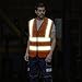 SHORFUNE High Visibility Safety Vest with Pockets, Mic Tab, Reflective Strips and Zipper, ANSI/ISEA Standards,Oange,XL