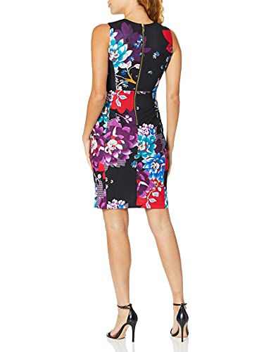 Calvin Klein Women's Scuba Crepe Sleeveless Princess Seam Sheath Dress, Black/Multi, 4 #TOP1