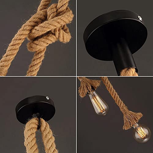 Lustre en corde de chanvre avec base E27 pour décoration de chambre - 8