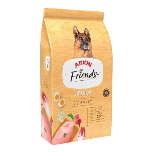 Arion Friends Senior. Alimento Completo para Perros de Raza Grande de mas de 7 años y Razas pequeñas de mas de 9 años. Pienso con Pollo y arroz (3kg)