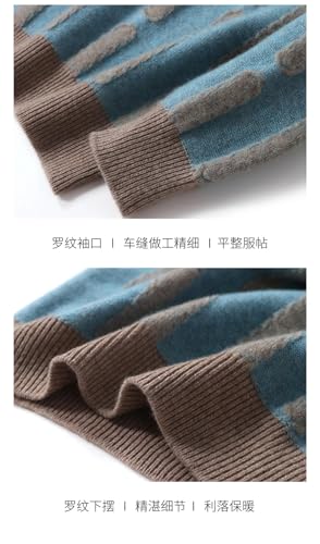 Men's and Winter Woolen Sweater Loose Head Matching Color Round Neck Thick Bottom Knitted Cashmere Sweater3