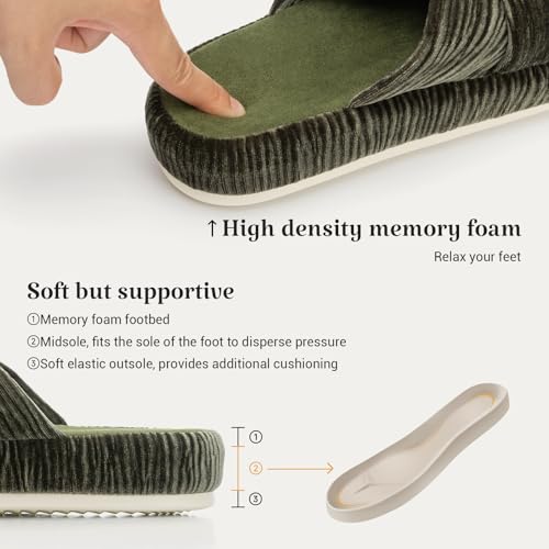 Image of Chantomoo Slippers for Women Memory Foam House Bedroom Corduroy Bow Crossbands Slipper Shoes Comfy Trendy Gift Slippers