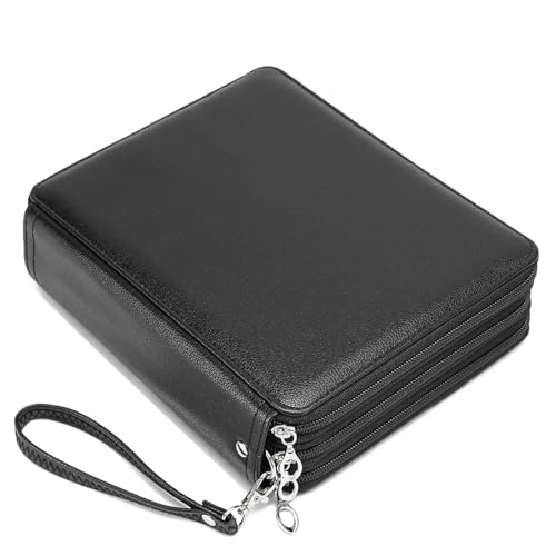 Image of YOUNGCOL Deluxe PU Leather Colored Pencil Case - 120 Slots Pencil Holder with Handle Strap Large Capacity Pencils Box