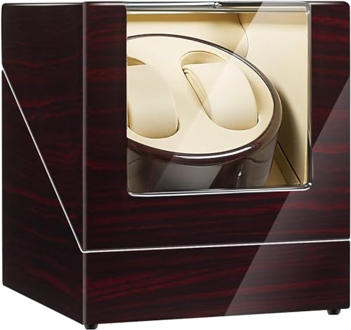 FENOKD Automatic Watch Winder with Japanese Motor,Dual Power Supply,Wooden Storages Box Case for Automatic Watches