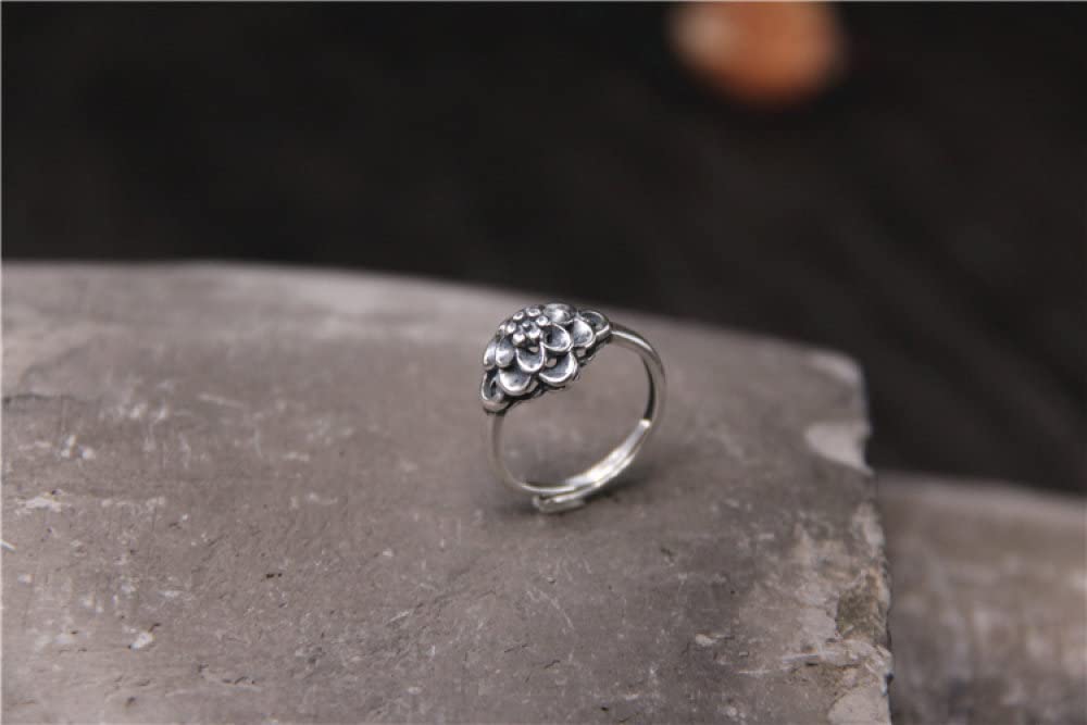 Ring Aus 925Er Sterlingsilber, Sterling Silber Ringe Frauen 925 Kleine Blume Verstellbare Ringe Retro-Kunst Verstellbare Sterling Kleid Ringe Verlobungsring Geschenke Für Männer Mädchen Frau Ewig
