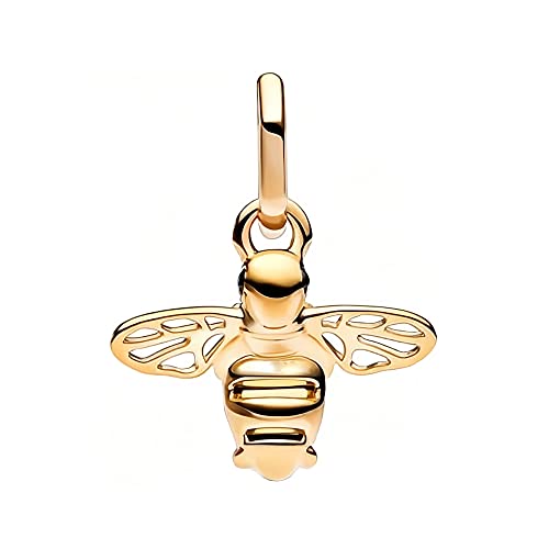 Gold Bee Sparkling Dangle Charm Fit Women Bracelet Necklaces Fashion Gifts 925 Sterling Silver DIY Jewelry2