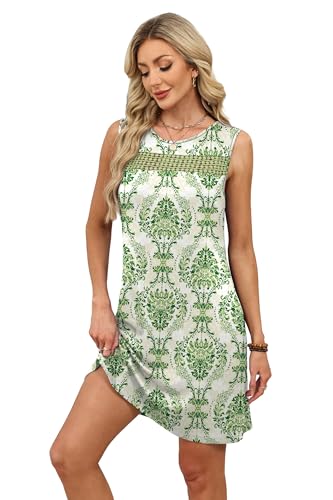 Image of WIHOLL Summer Dresses for Women 2026 Beach Vacation Spring Fashion Clothing Lace Mini Tank Dress with Pockets