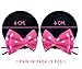 Black Velvet Round Hair Clips with Pink Polka Dot Bow for Cosplay, Fashion Hair Accessories, Theme Park Costume Headpiece Set (2 Pcs.): M23 (MN 2 Bows)