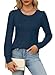 Tunics or Tops to Wear with Leggings Womens Fall Fashion Long Sleeve Shirts Soft Round Neck Dressy Casual Blouses Navy XL