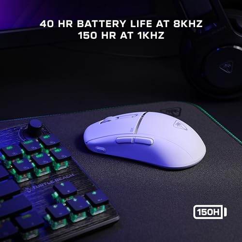 Image of Turtle Beach Burst II Pro - 2.4GHz Wireless Esports Gaming Mouse, 8K Polling, 57g Ultra Lightweight, 150-Hr Battery, Optical Switches, Symmetrical, 30K DPI Optical Sensor, 8 Inputs, Bluetooth - White